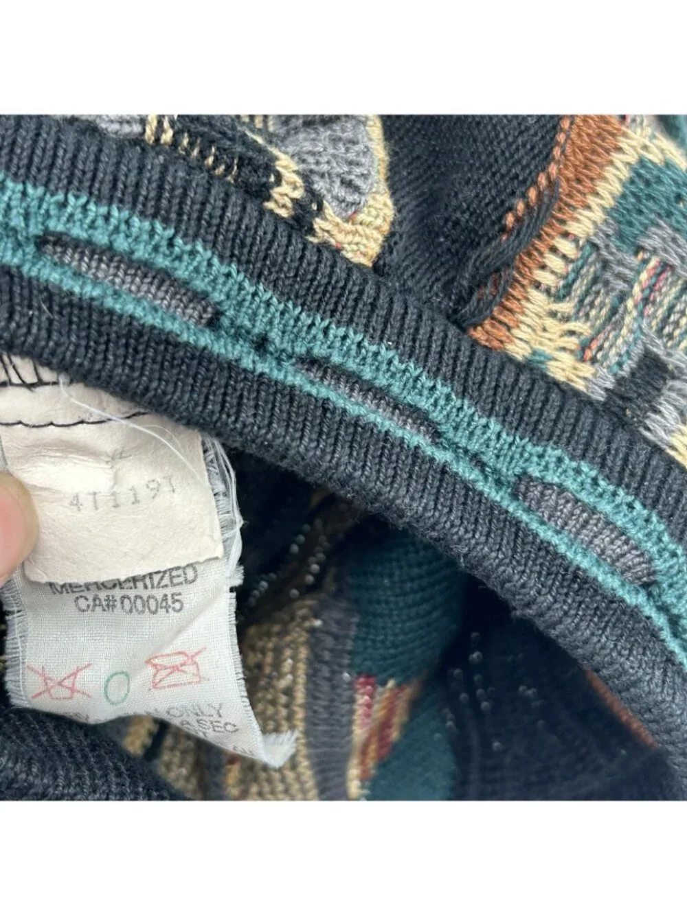 Vintage 90s Tundra 3D Knit Sweater Mens XL Multicolor Textured Vertical Stripe